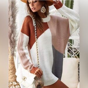 Oversized block color sweater